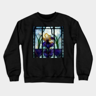 Stained Glass Iris Floral Flower Crewneck Sweatshirt